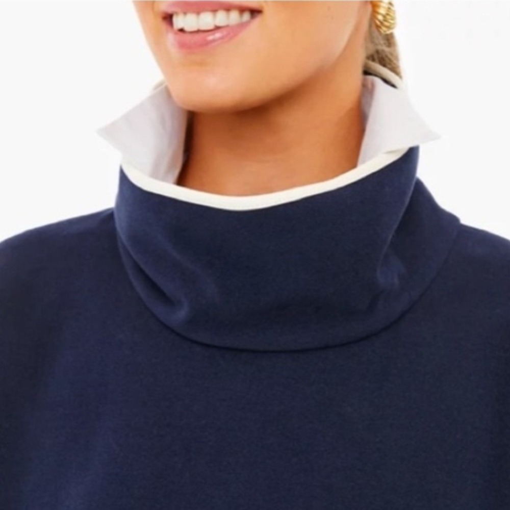 Tuckernuck Piper Poncho Mockneck Preppy Classic OS Womens Navy Blue - Picture 4 of 9